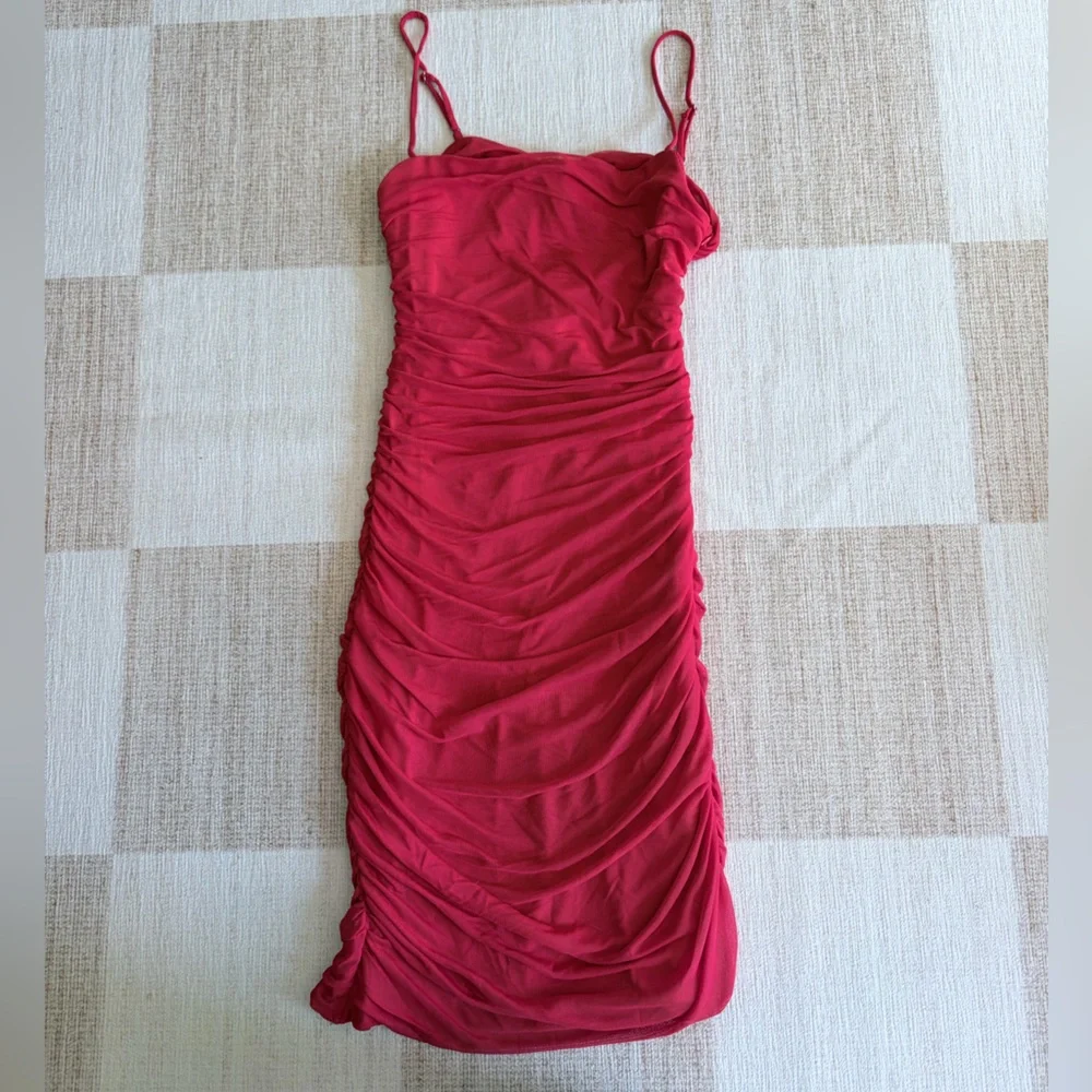 Hello Molly Red Ruched Bodycon Dress - Picture 6 of 7